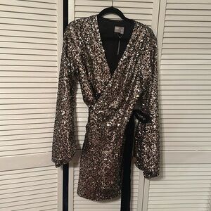 Asos Sequin Wrap Dress NWT gorgeous detail with velvet bow